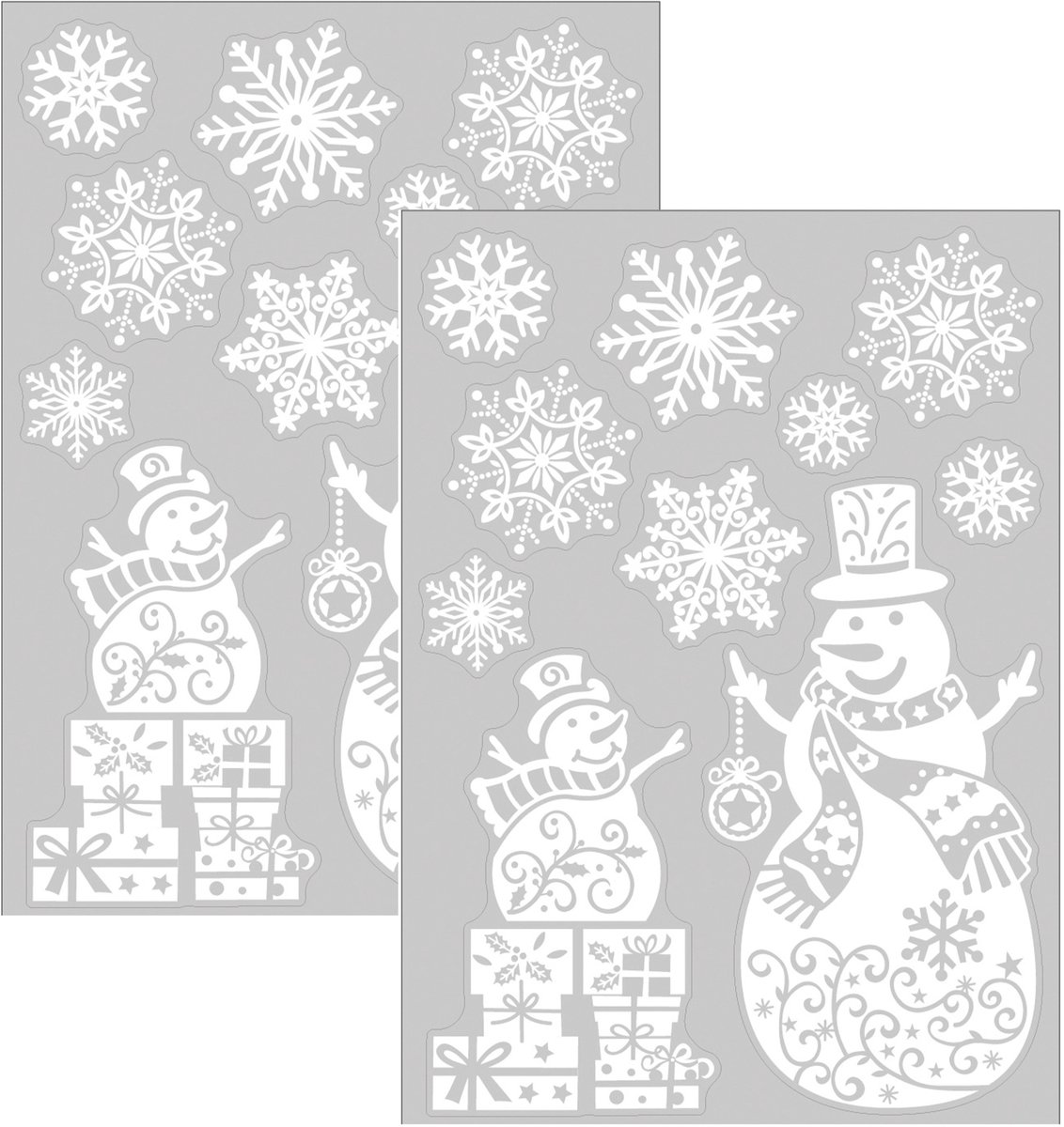 Annas Collection Kerst raamstickers Sneeuwpop - 2x - vel van 34 x 28 cm - raamdecoratie - raamversiering